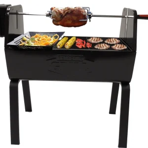 Outdoor Charcoal Portable Rotisserie BBQ Grill for Patio, Garden, Camping